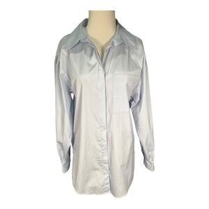 Open Edit Light Blue Button Down Shirt Women’s Small Long Sleeve Collared Top